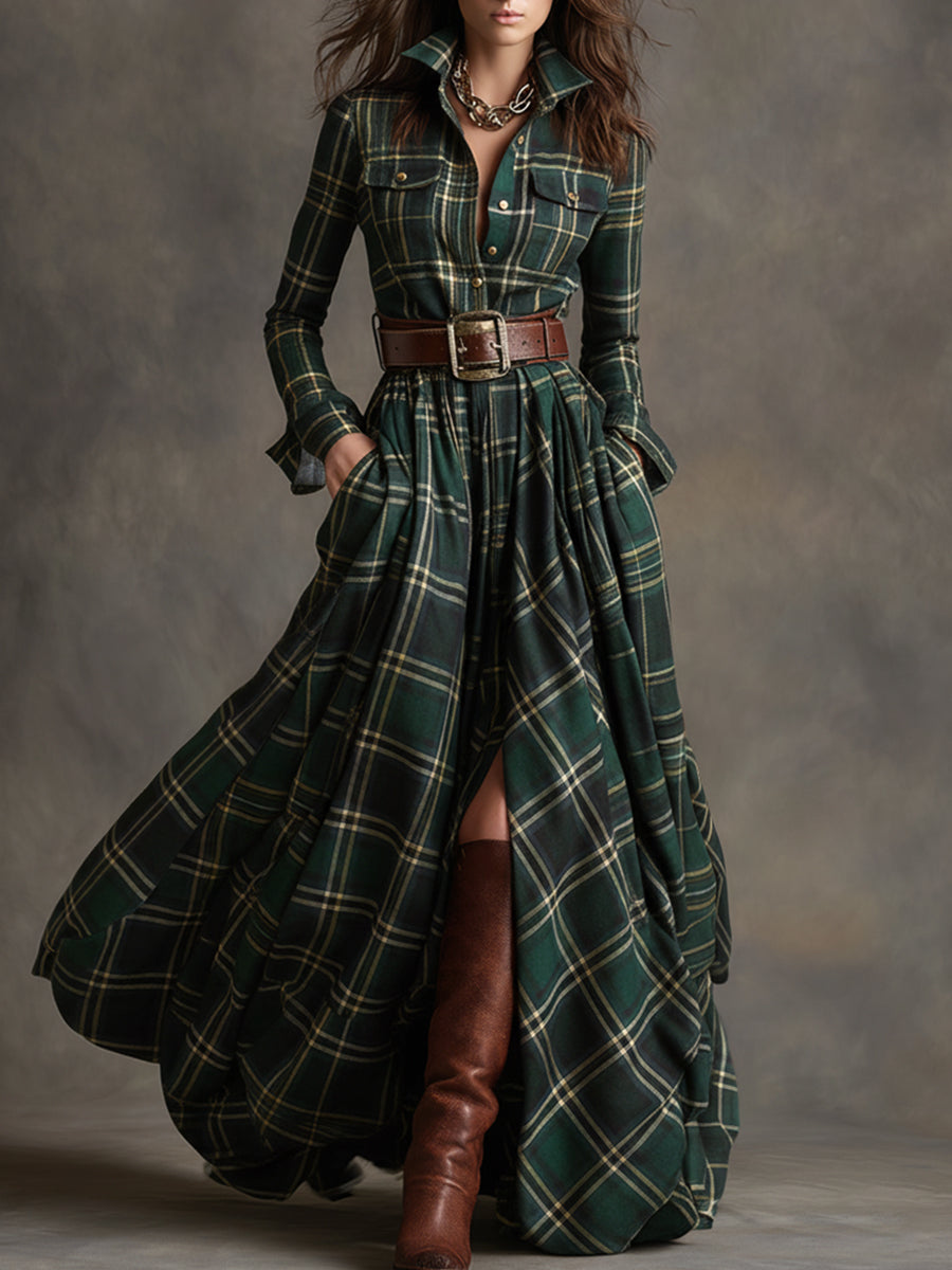 Giulietta – Maxikleid mit Karomuster und Gürtel
