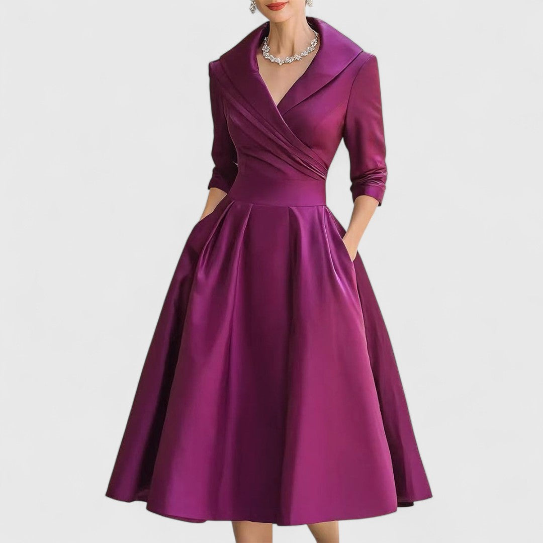 Rosalie | Elegante midi-jurk met een subtiele glans