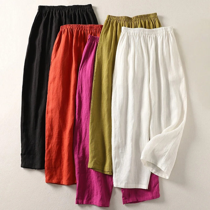 Amalia™ — Fließende Hose aus Baumwolle und Leinen