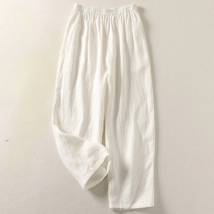 Amalia™ — Fließende Hose aus Baumwolle und Leinen