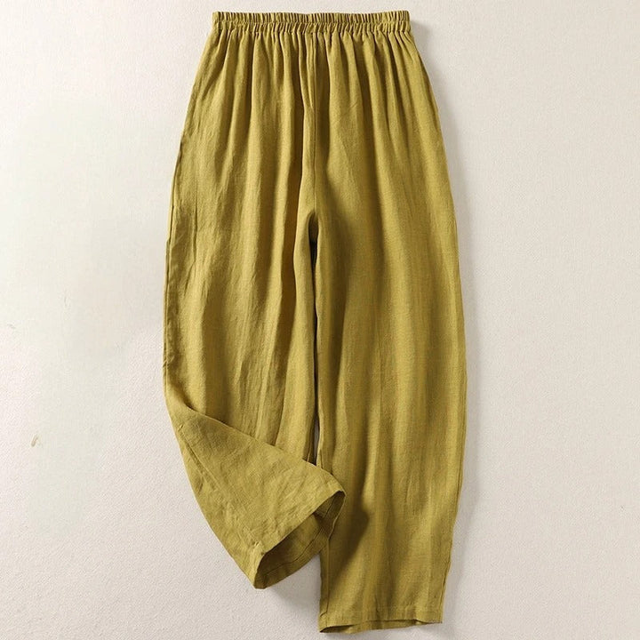 Amalia™ — Fließende Hose aus Baumwolle und Leinen