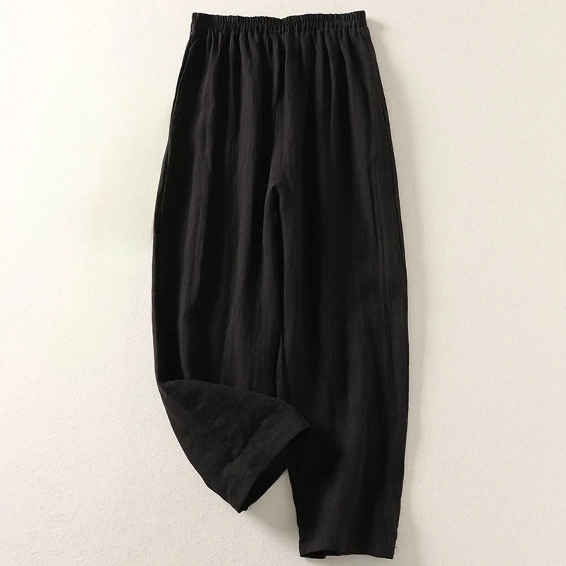 Amalia™ — Fließende Hose aus Baumwolle und Leinen