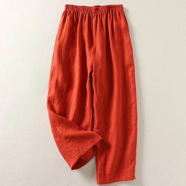 Amalia™ — Fließende Hose aus Baumwolle und Leinen
