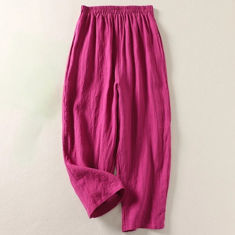 Amalia™ — Fließende Hose aus Baumwolle und Leinen