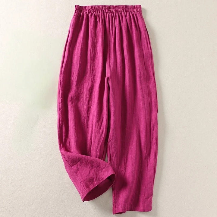 Amalia™ — Fließende Hose aus Baumwolle und Leinen