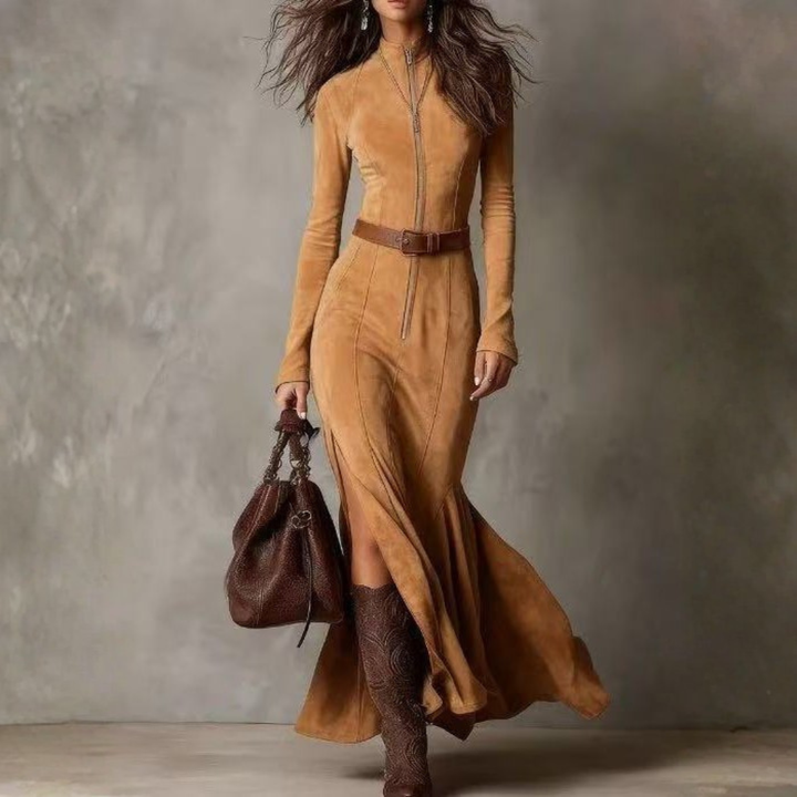 Alessia | Langes Kleid aus Wildleder