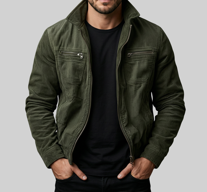 Hochwertige Utility-Jacke aus Cord – Slim Fit