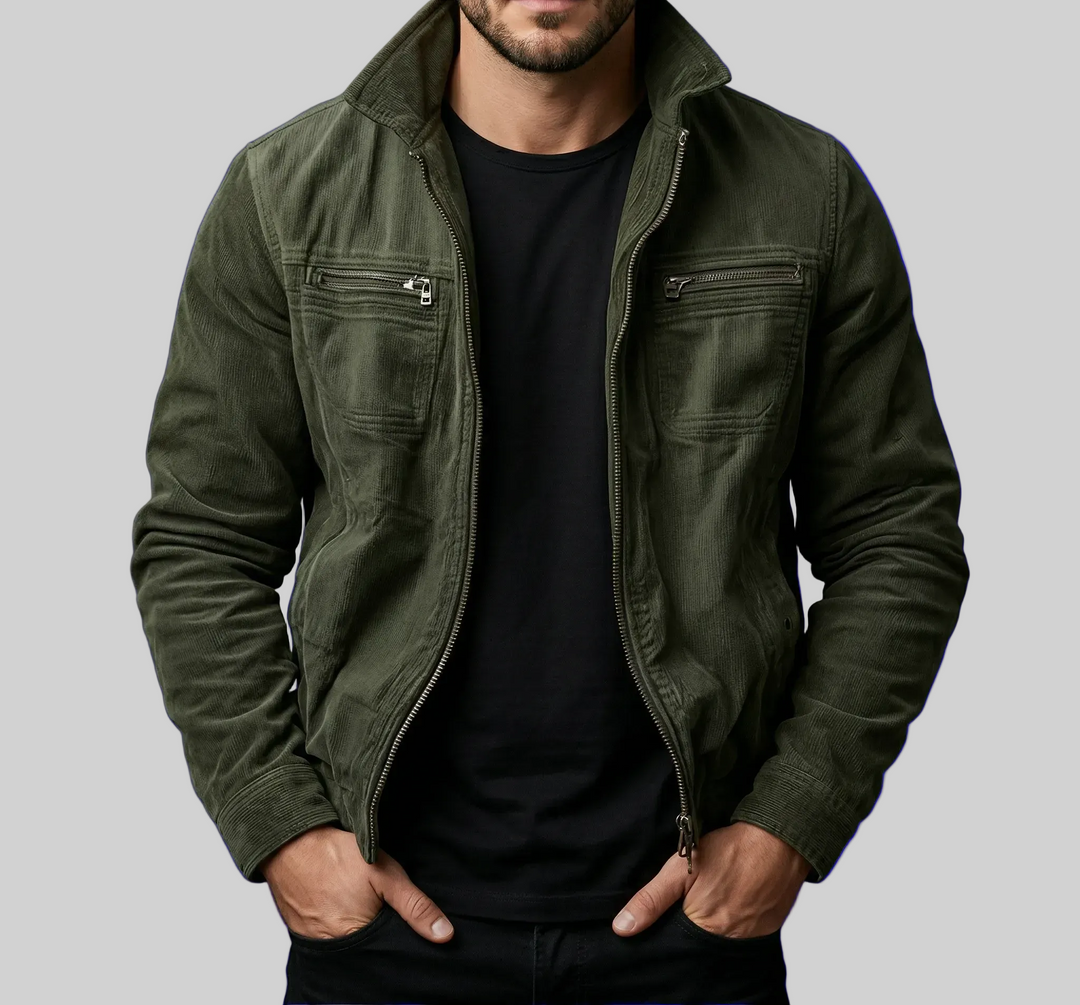 Hochwertige Utility-Jacke aus Cord – Slim Fit