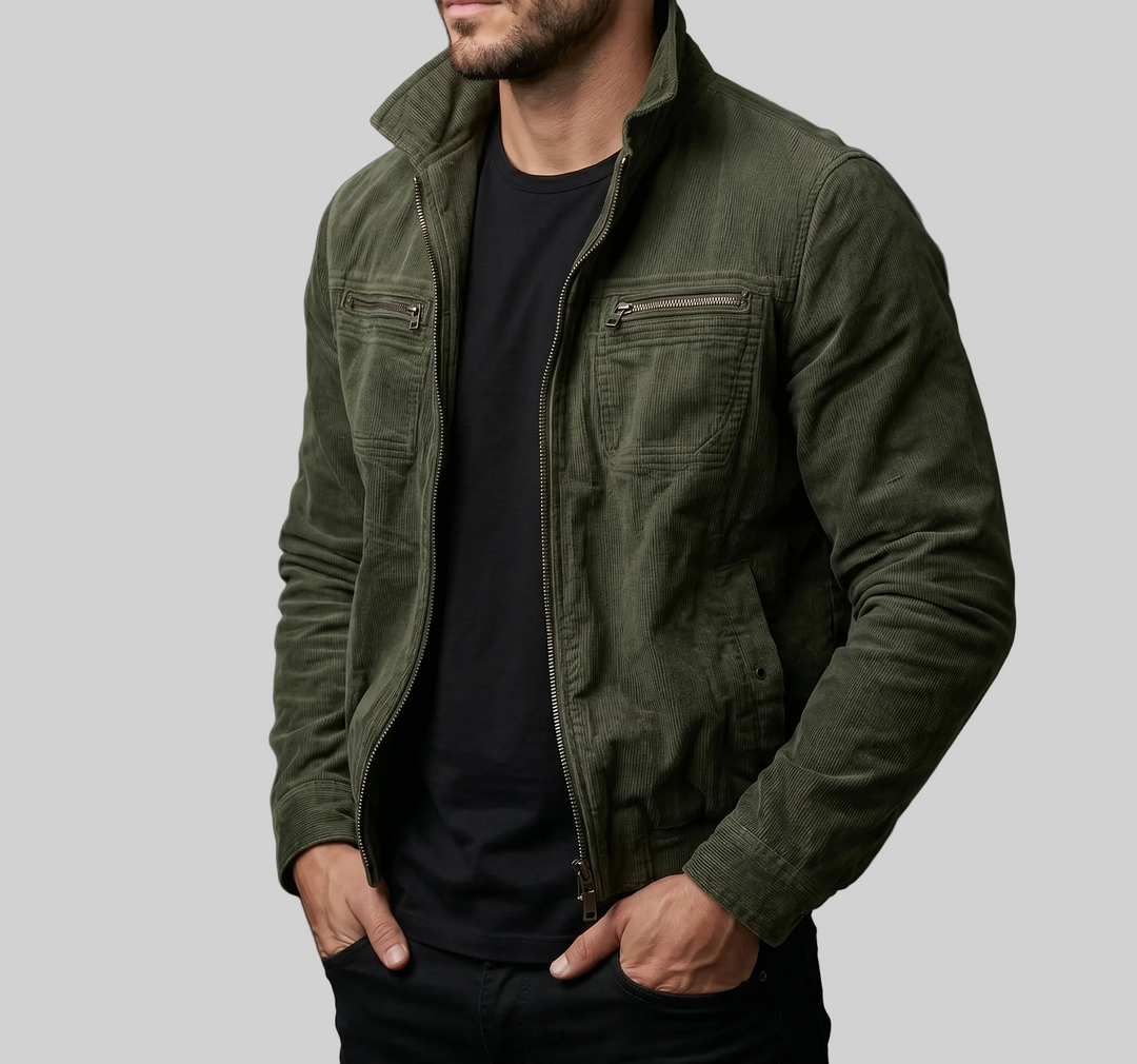 Hochwertige Utility-Jacke aus Cord – Slim Fit