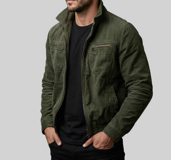 Hochwertige Utility-Jacke aus Cord – Slim Fit