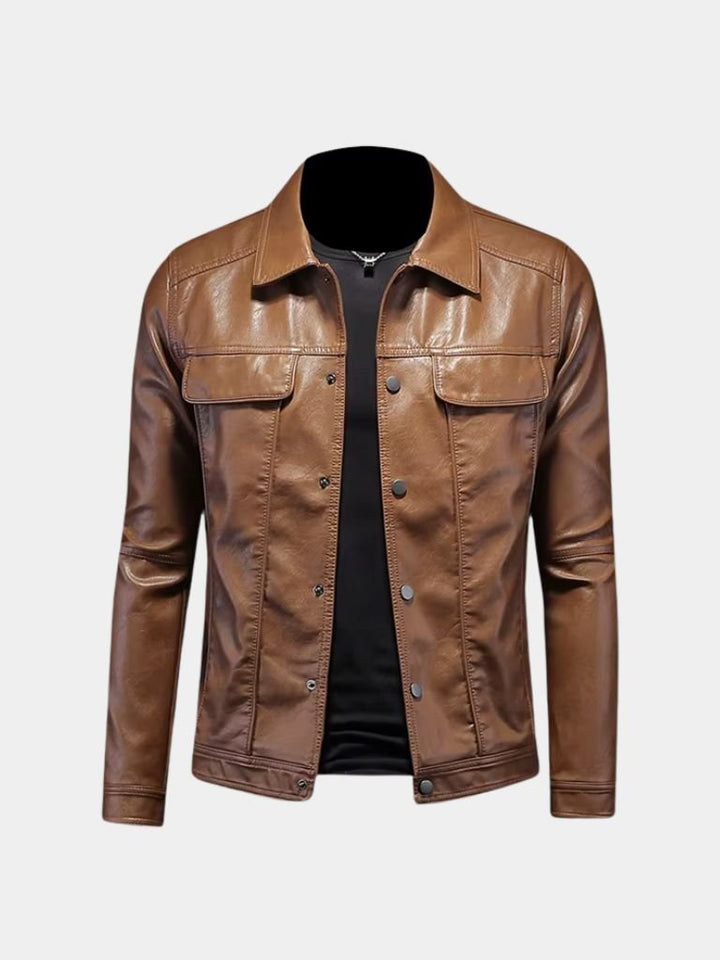 Rebellische Jacke aus bronziertem Leder