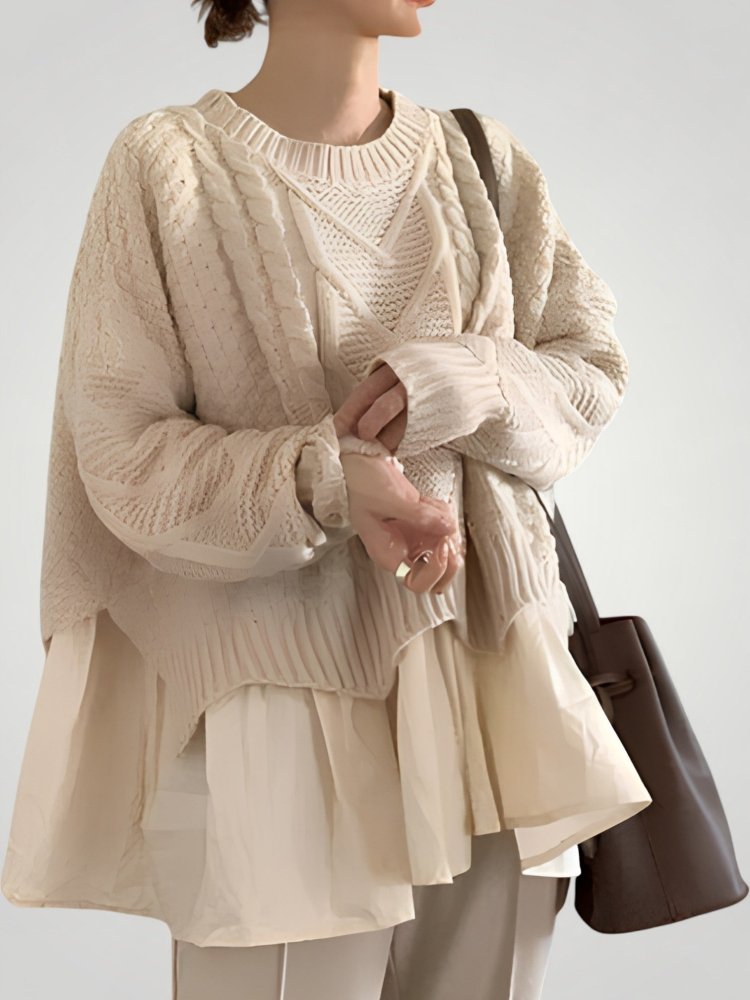 Hiltraud | Eleganter Strickpullover Damen mit Halbausschnitt