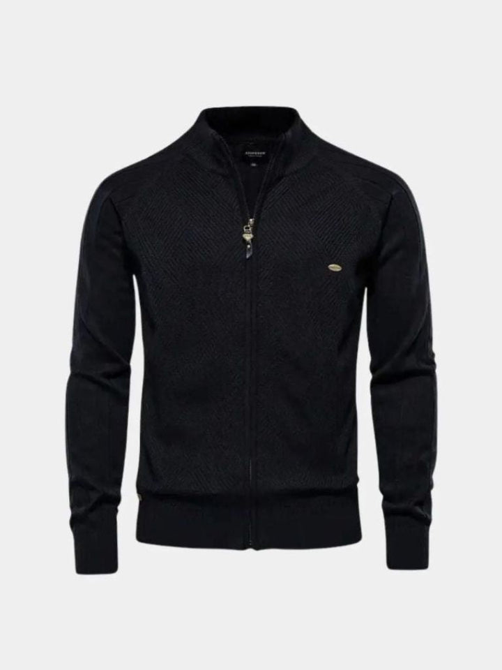 Strickjacke mit Reißverschluss in einfarbigem Jacquard