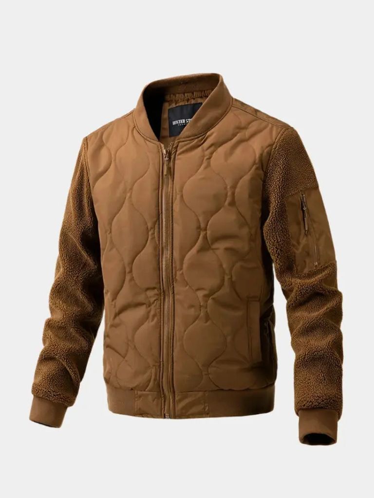 Gepolsterte Bomberjacke mit Sherpa-Ärmeln