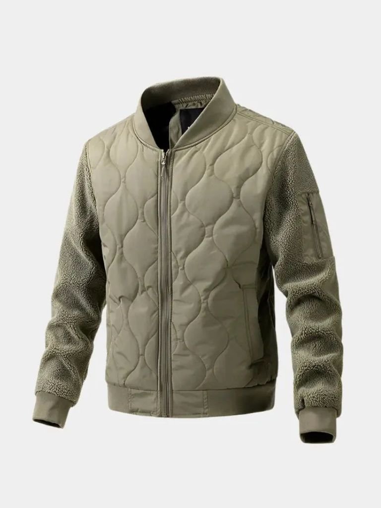 Gepolsterte Bomberjacke mit Sherpa-Ärmeln