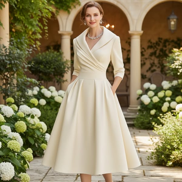 Rosalie | Elegante midi-jurk met een subtiele glans